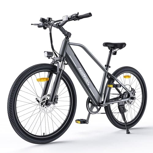 MileTrail1 26" Bicicleta elétrica para adultos com sensor de par e travões hidraúlicos, autonomia de 100 km, bateria removível 36 V 13 AH, velocidade de 25 KM/H, Mountain E-Bike para deslocamentos e